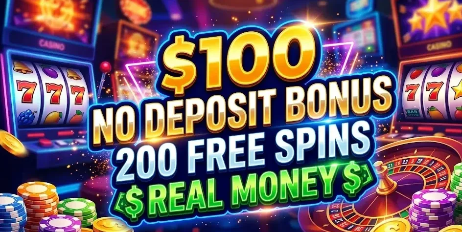 $100 no deposit bonus 200 free spins real money